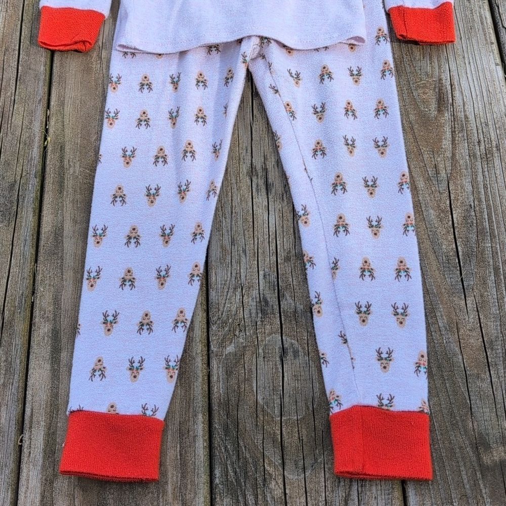 PJ Essentials 3T Girls Pink Reindeer Christmas Long Sleeve Pajama Set - Picture 3 of 8